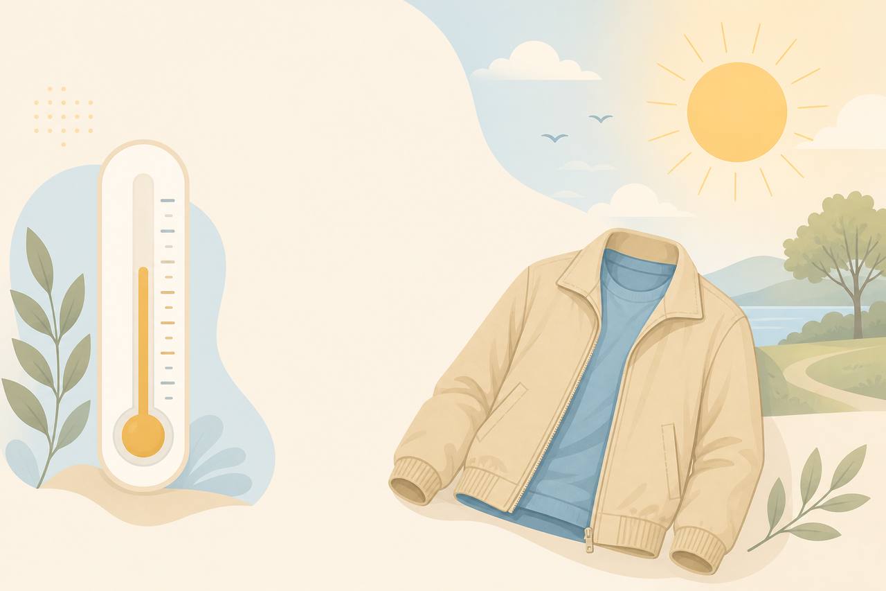 Illustration of temperature and clothing choices
