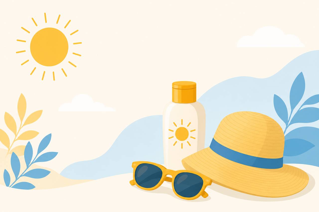 Illustration representing UV protection and sunscreen